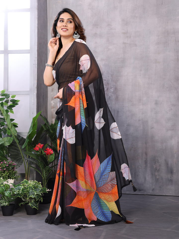 Designer Printed Georgette Saree | Banarasi-Silk Top & Bottom | Festive Elegance