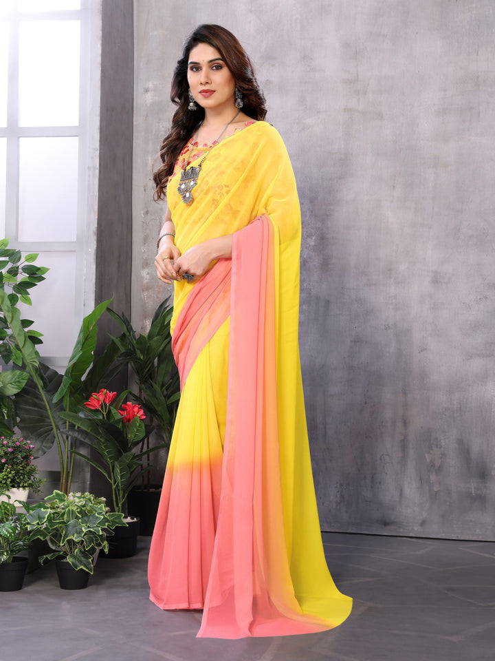 Designer Georgette Saree | Banarasi Silk Top & Bottom | Festive Elegance