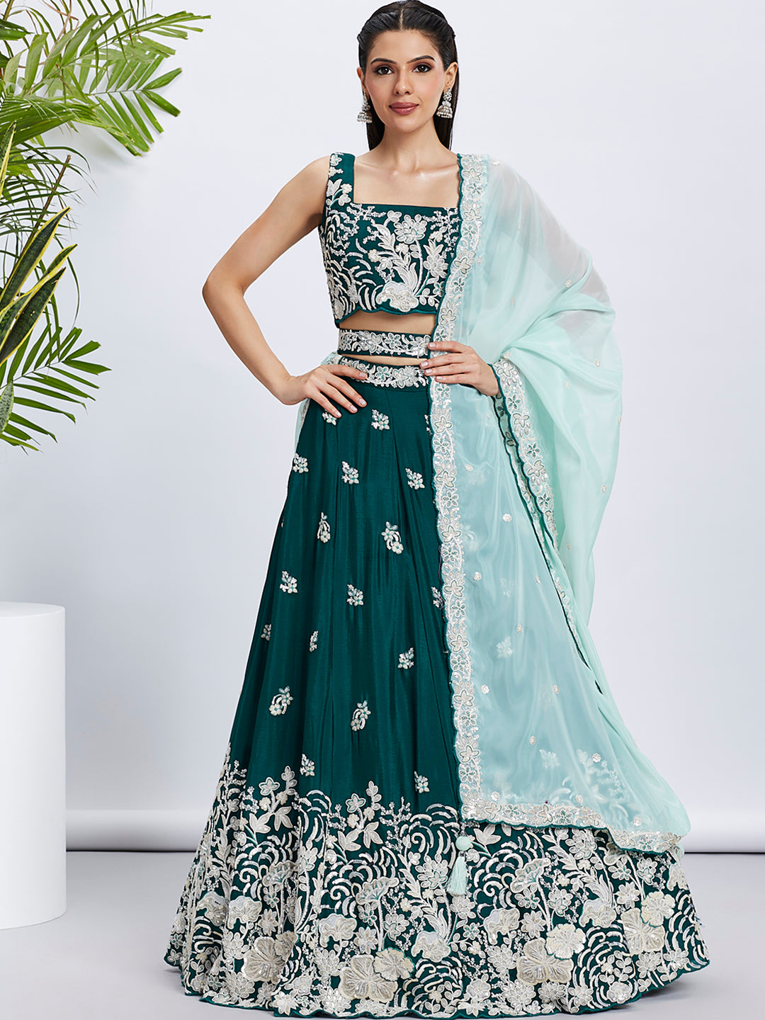 Georgette Lehenga Choli | Heavy Designer Embroidery & Organza Dupatta for festive