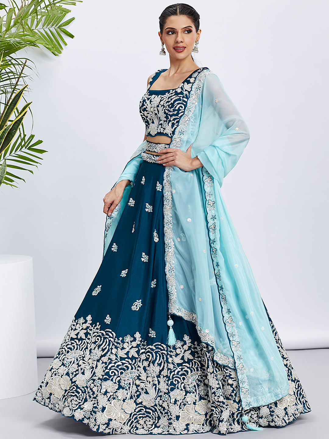 Georgette Lehenga Choli | Heavy Designer Embroidery & Organza Dupatta for festive