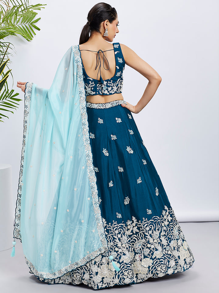 Georgette Lehenga Choli | Heavy Designer Embroidery & Organza Dupatta for festive