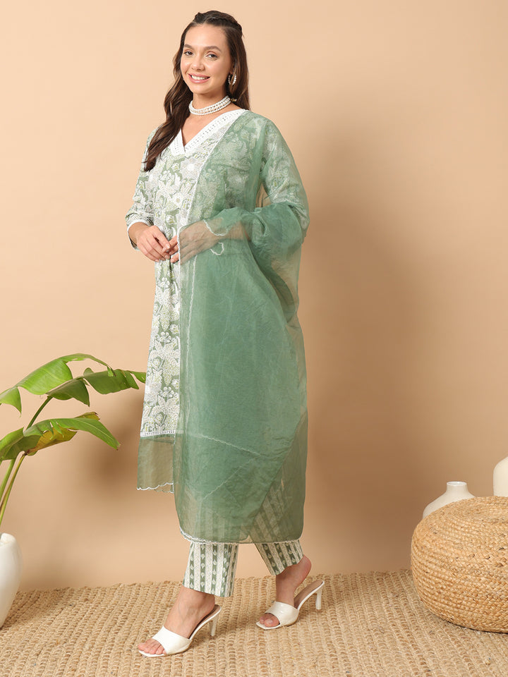 Elegant Cotton Printed Salwar Kameez Set with matching dupatta for Women