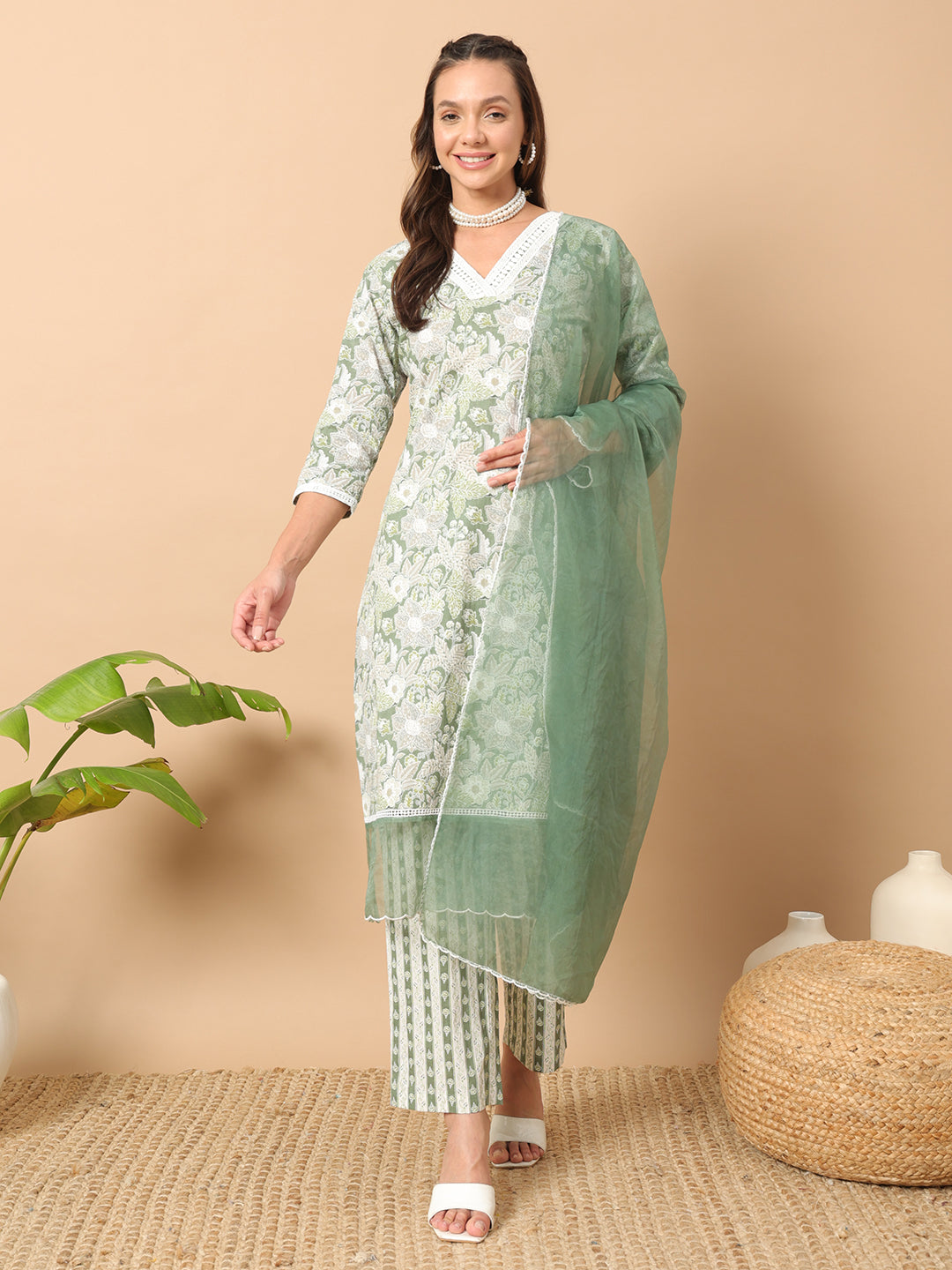 Elegant Cotton Printed Salwar Kameez Set with matching dupatta for Women