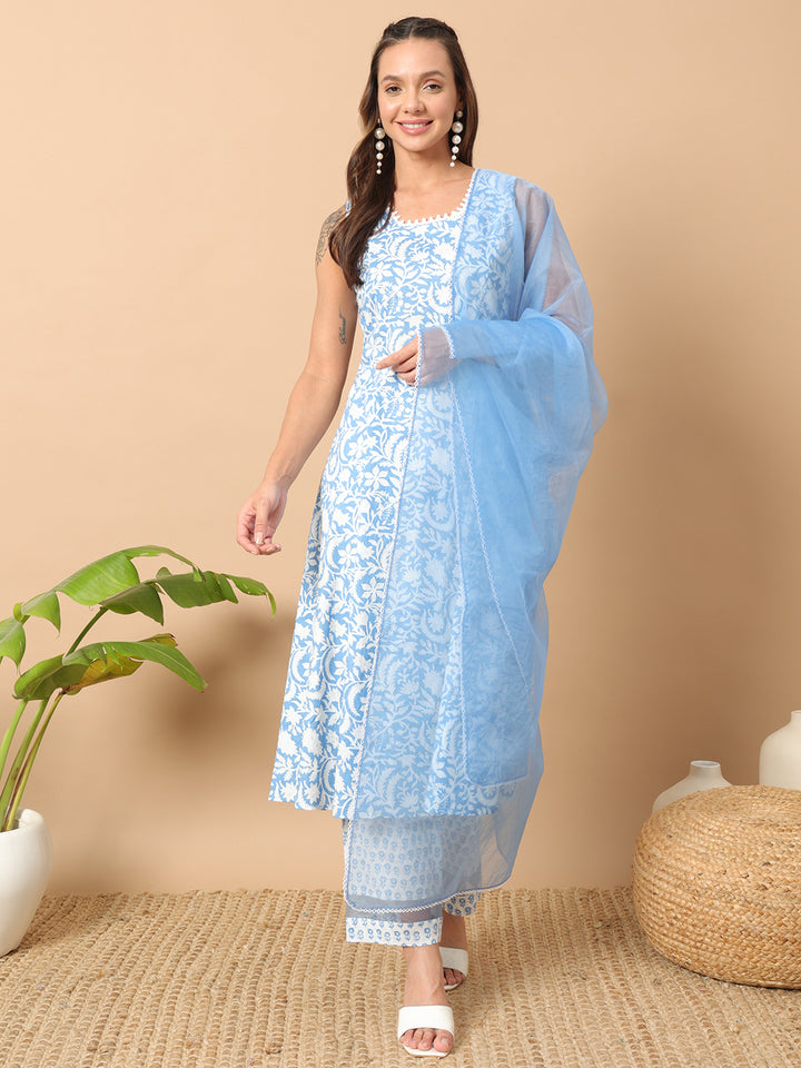 Elegant Cotton Printed Salwar Kameez Set with matching dupatta for Women