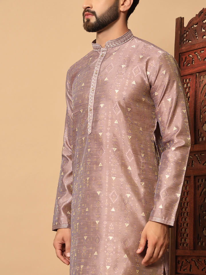 Silk Kurta & White Pajama | Designer Embroidery with Mirror Work