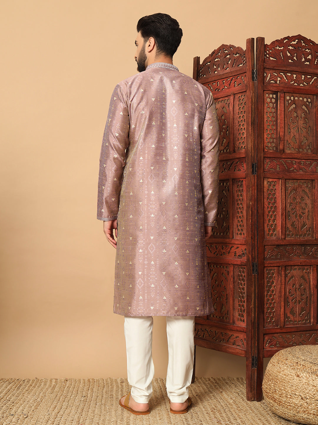 Silk Kurta & White Pajama | Designer Embroidery with Mirror Work