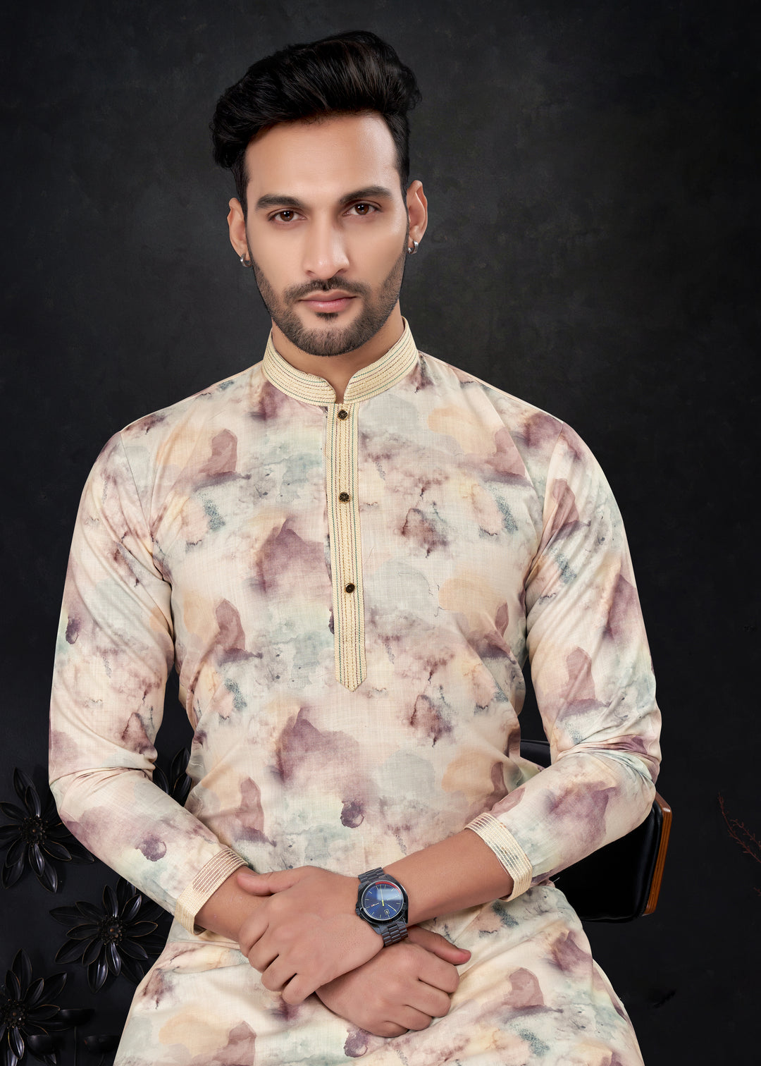 Silk Kurta & Raymond Cotton Pajama | Designer Printed Party Wear