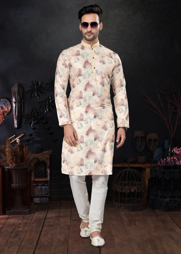 Silk Kurta & Raymond Cotton Pajama | Designer Printed Party Wear