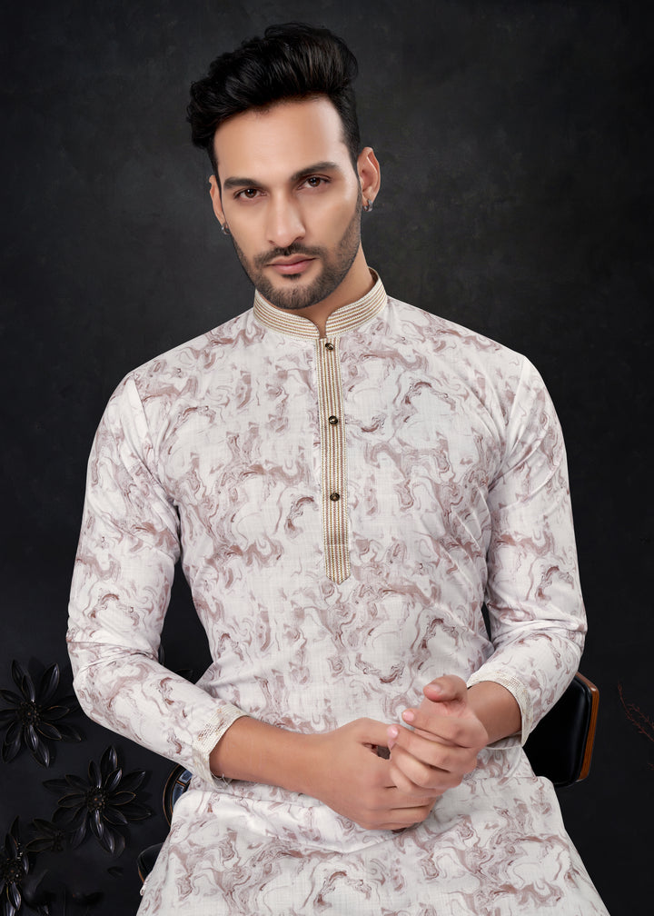 Silk Printed Kurta | Paired with Raymond Cotton Pajama for Men