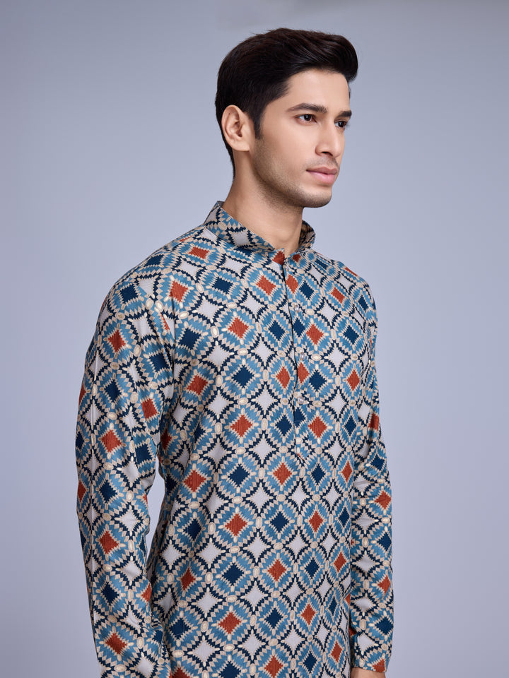 Designer Rayon Kurta Pair | Stylish Festive Wear with Foil Print