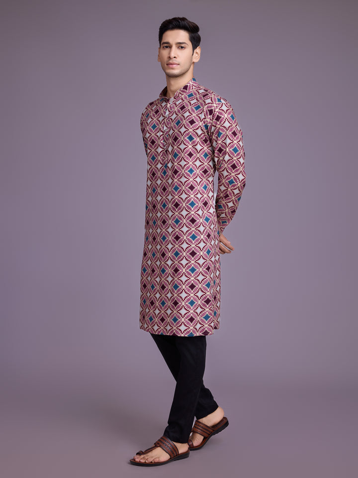 Designer Rayon Kurta Pair | Stylish Festive Wear with Foil Print