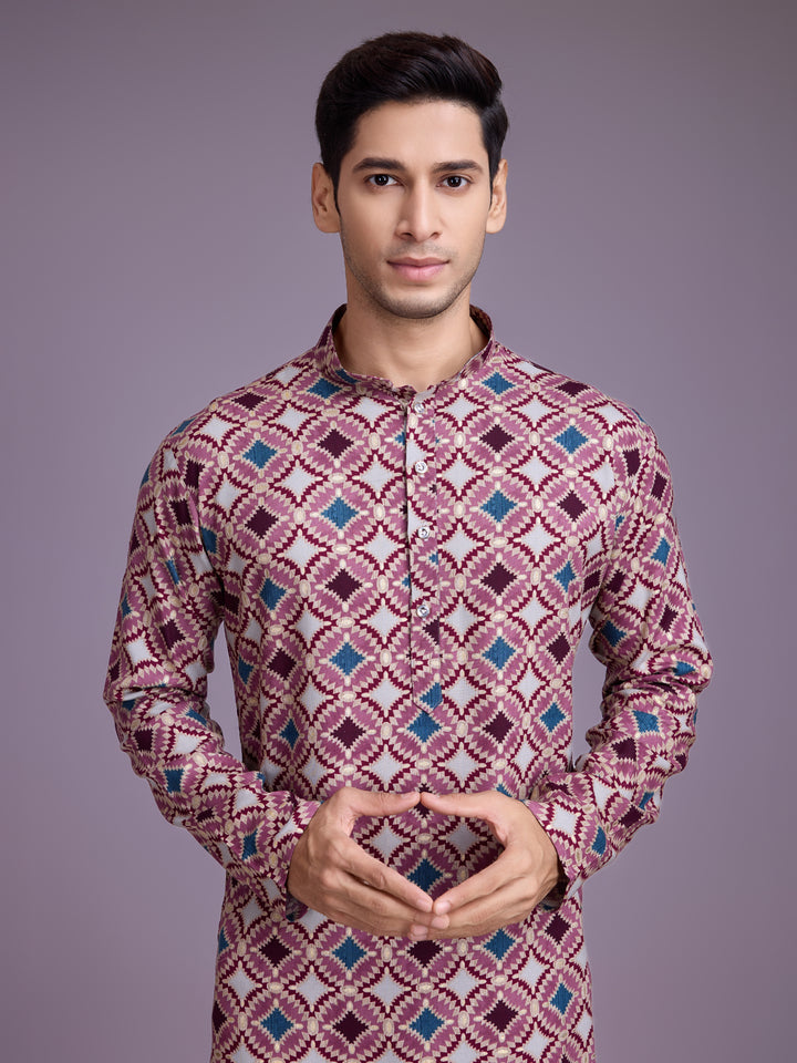 Designer Rayon Kurta Pair | Stylish Festive Wear with Foil Print