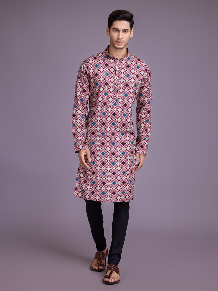 Designer Rayon Kurta Pair | Stylish Festive Wear with Foil Print