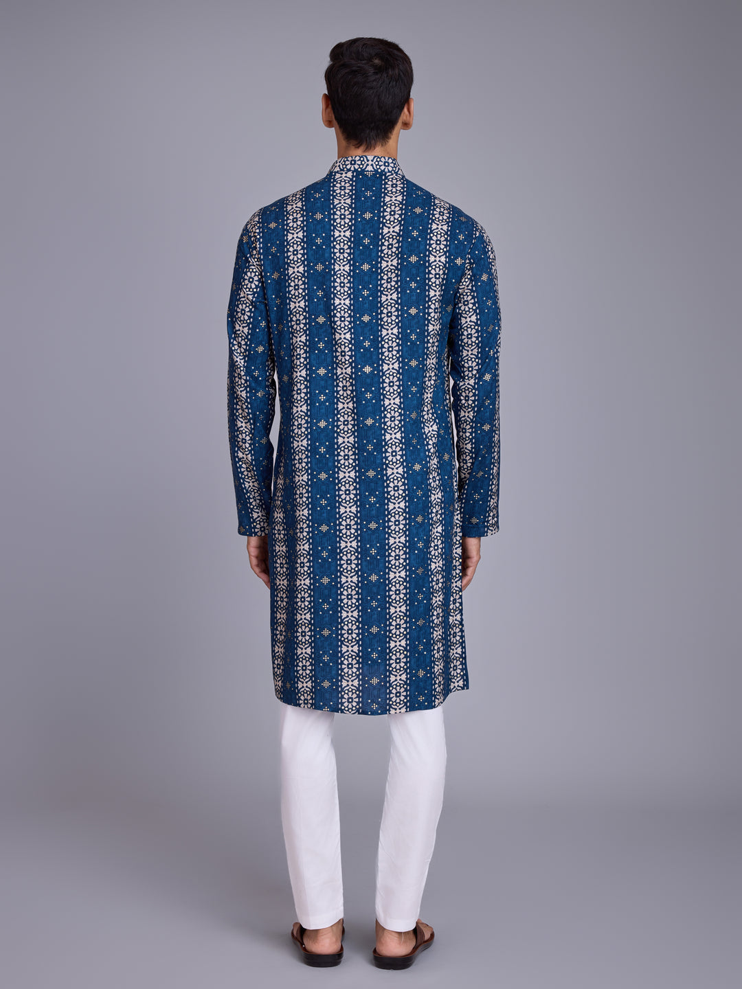 Designer Blue Kurta Pair | Rayon Festive Wear with Foil Print