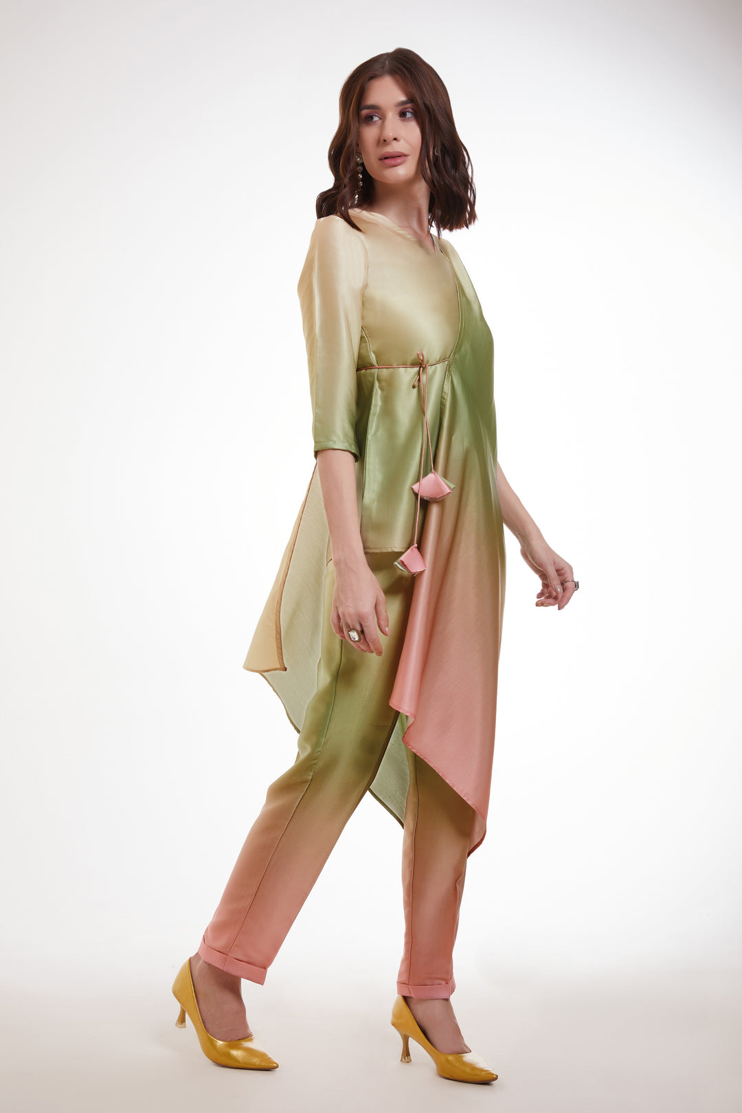 Elegant Green Co-Ord Dress | Modal Satin with Trendy Designer Prints