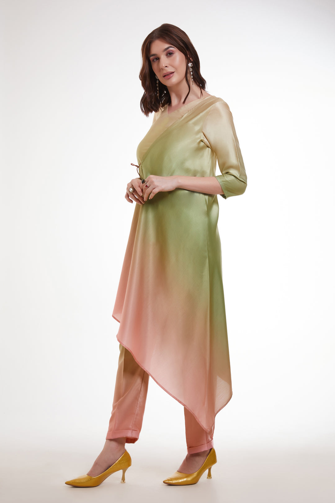 Elegant Green Co-Ord Dress | Modal Satin with Trendy Designer Prints