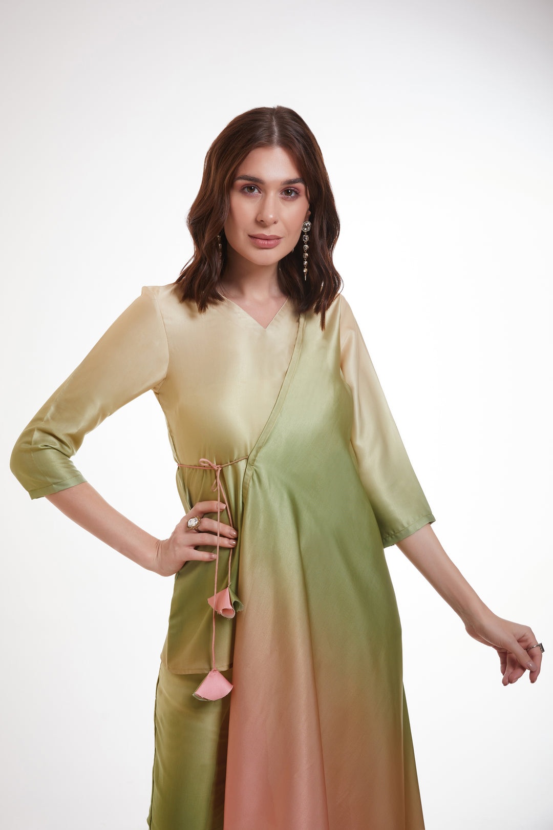 Elegant Green Co-Ord Dress | Modal Satin with Trendy Designer Prints