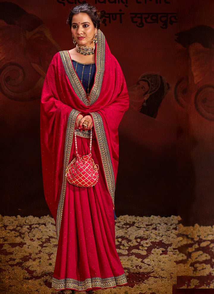 Breathtaking Vichitra Silk Saree with | Elegance Redefined for Weddings