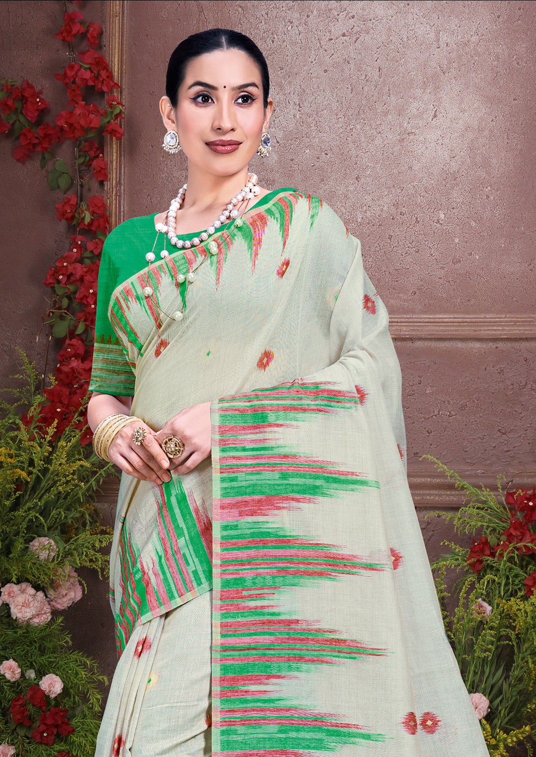 Sophisticated off white Cotton Saree with | A Graceful Addition to Your Wardrobe