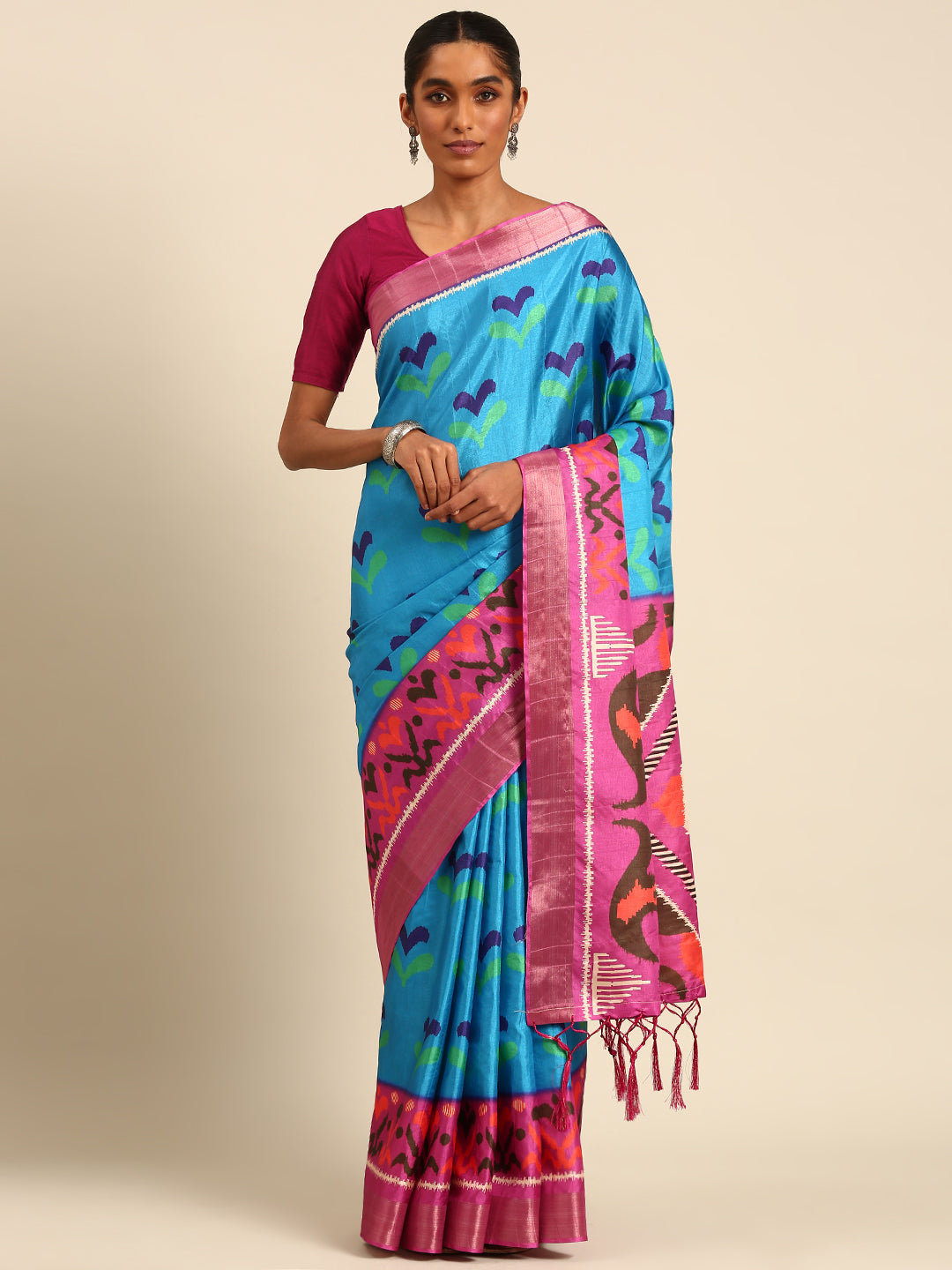 Designer Cotton Saree | Banarasi Silk Top & Bottom | Digital Print for Weddings