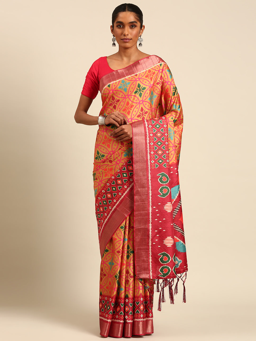 Elegant Cotton Saree with Banarasi Silk | Designer Digital Print for Events