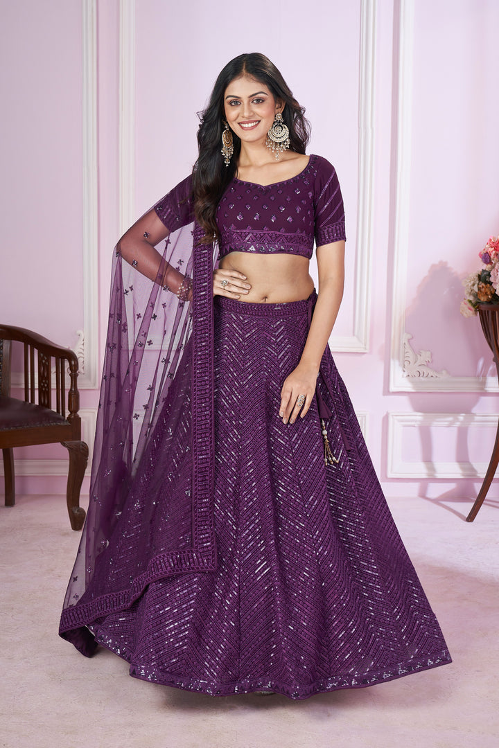 Designer Georgette Lehenga Choli | Soft Net Dupatta & Thread Embroidery for parties