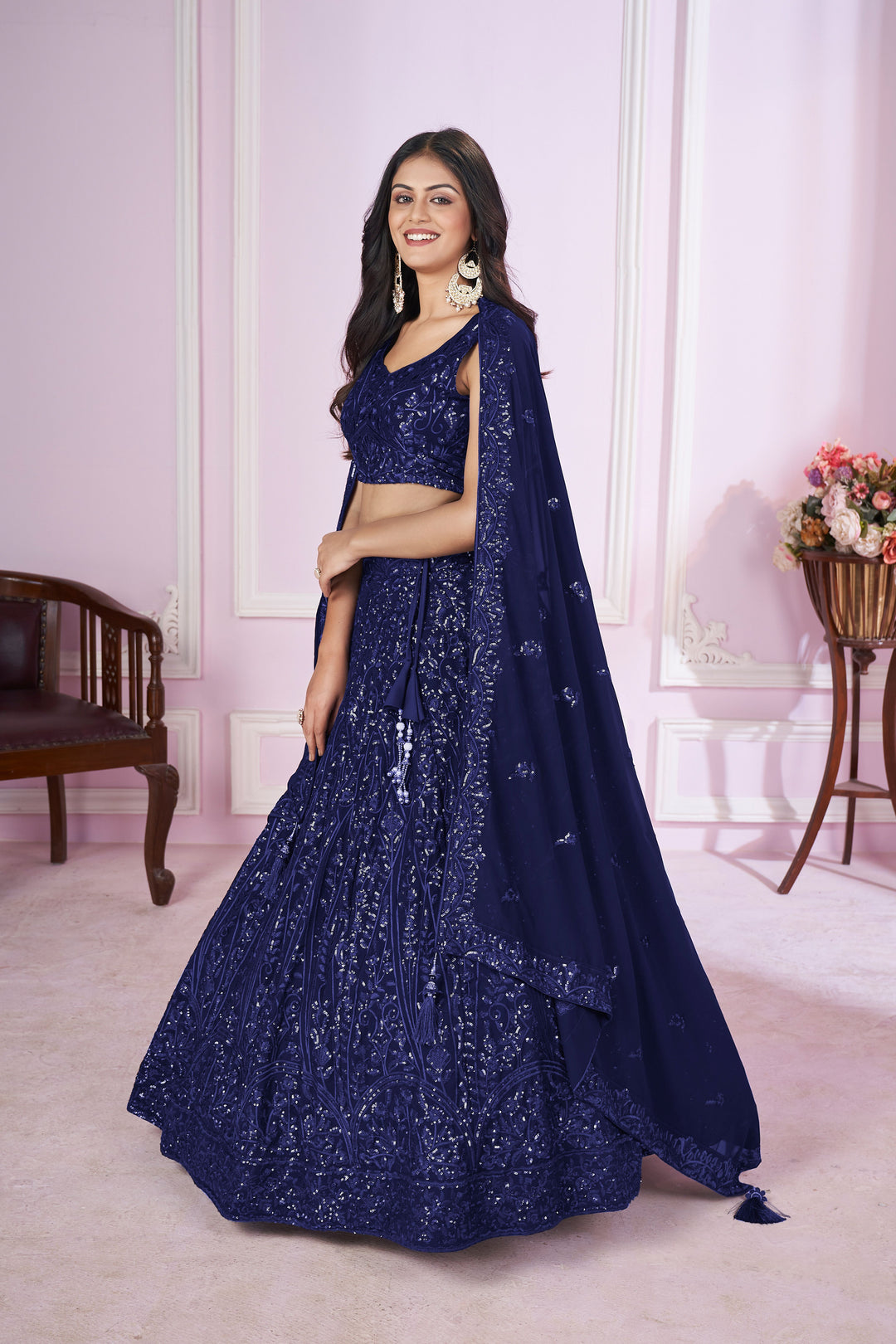 Designer Georgette Lehenga Choli | Georgette Dupatta & Thread Embroidery