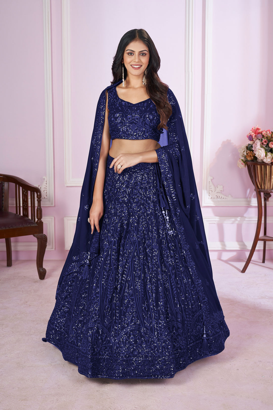 Designer Georgette Lehenga Choli | Georgette Dupatta & Thread Embroidery