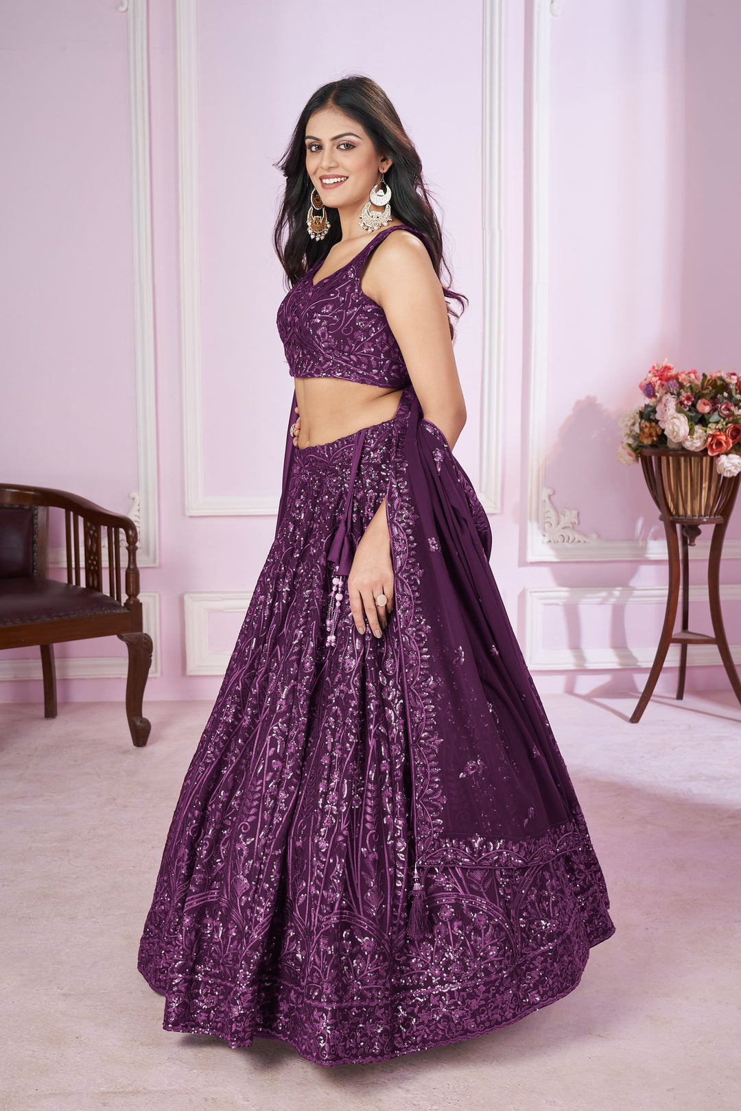 Designer Georgette Lehenga Choli | Georgette Dupatta & Thread Embroidery