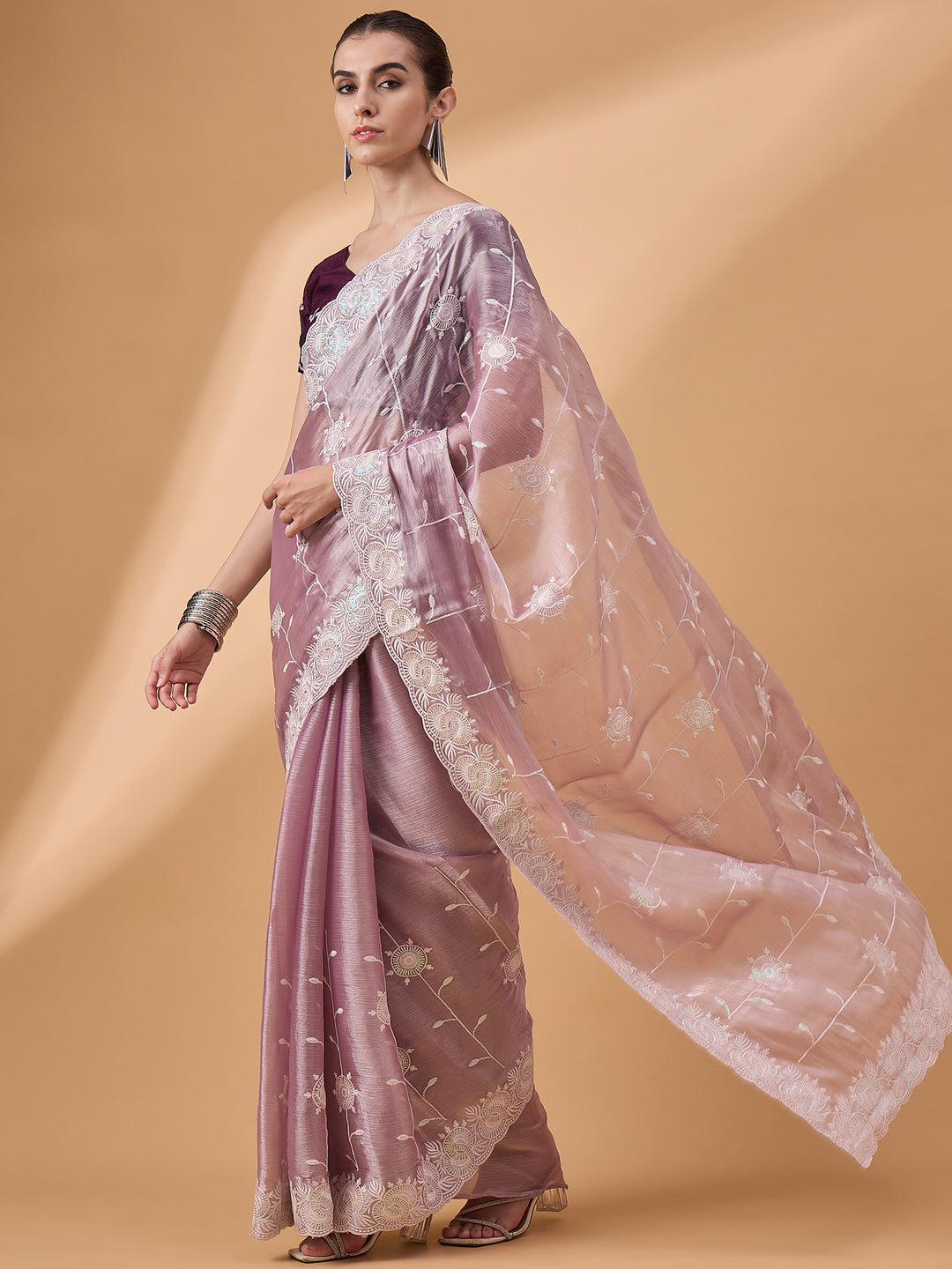 Designer Organza Saree with Embroidered Banarasi Silk | Perfect for Weddings and Festive Occasions