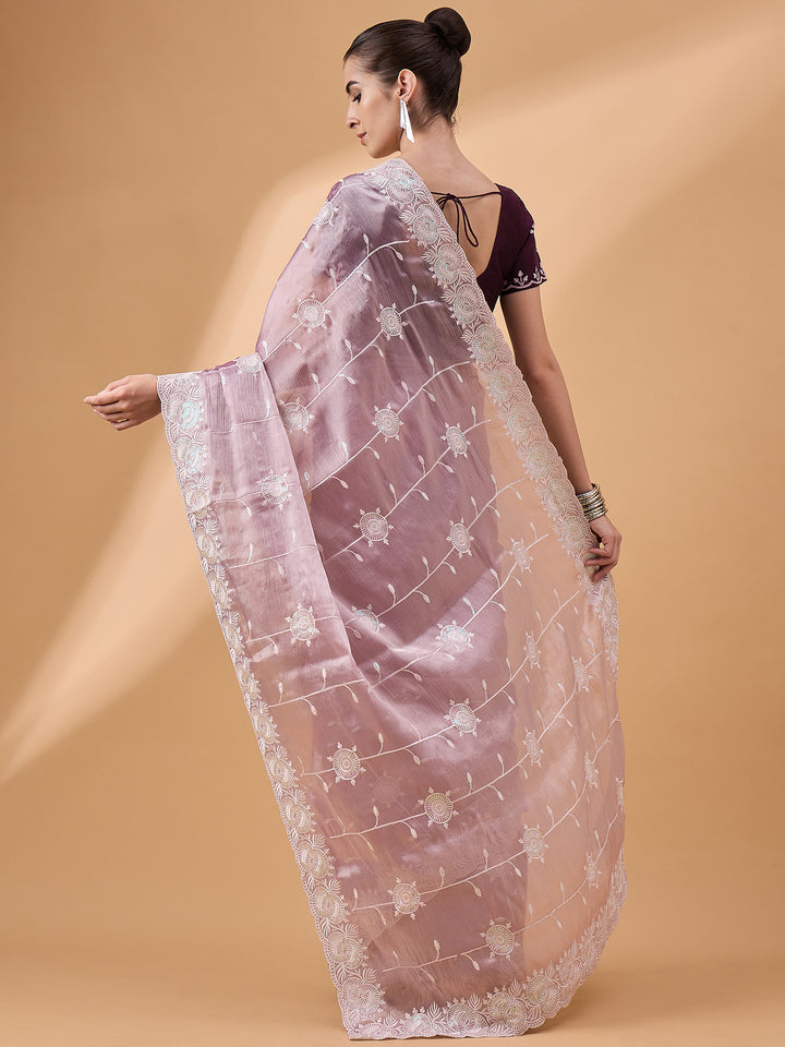 Designer Organza Saree with Embroidered Banarasi Silk | Perfect for Weddings and Festive Occasions