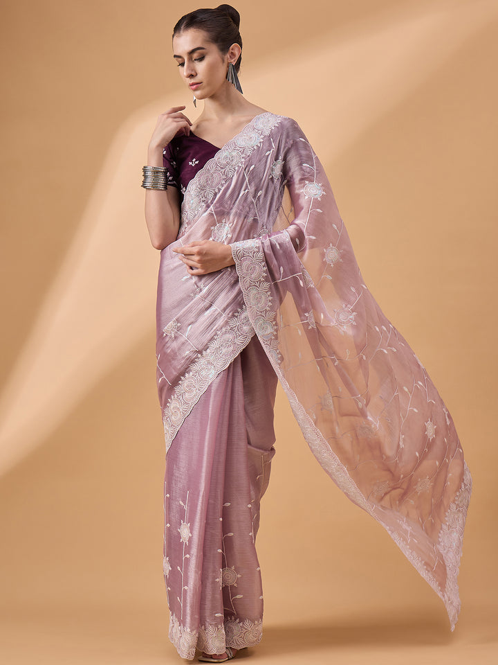 Designer Organza Saree with Embroidered Banarasi Silk | Perfect for Weddings and Festive Occasions