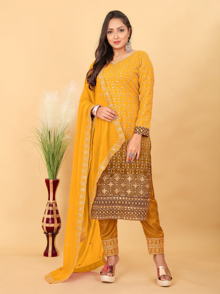 Elegant Faux Georgette Salwar Kameez | Perfect for Festive Occasions & Casual Wear