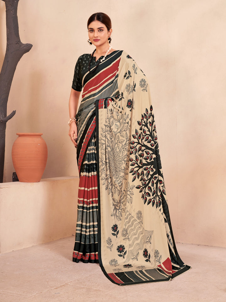 Designer Digital Printed Crepe Soft Silk Saree | Perfect for Weddings & Events