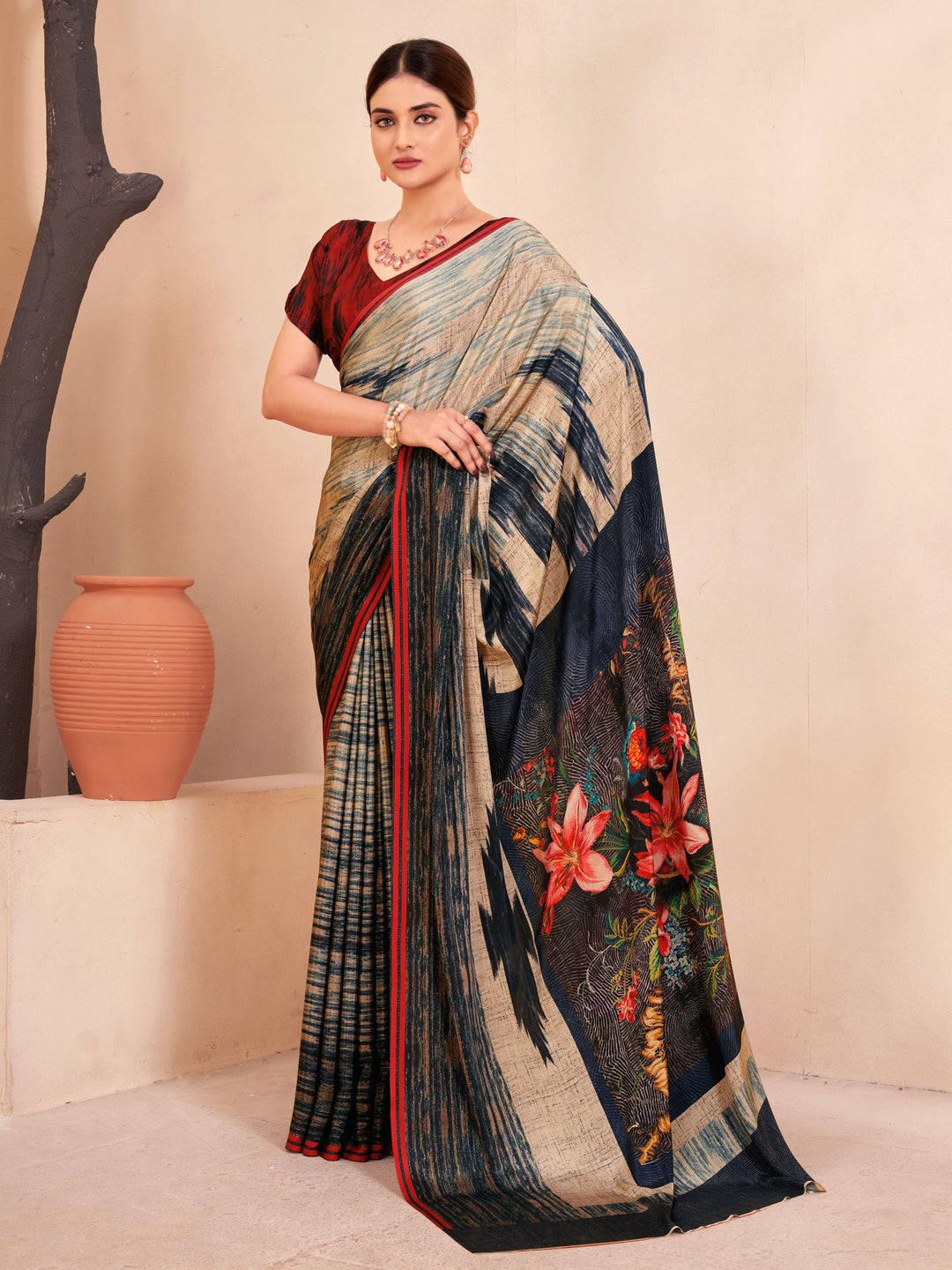 Designer Digital Printed Crepe Soft Silk Saree | Perfect for Weddings & Festive Events