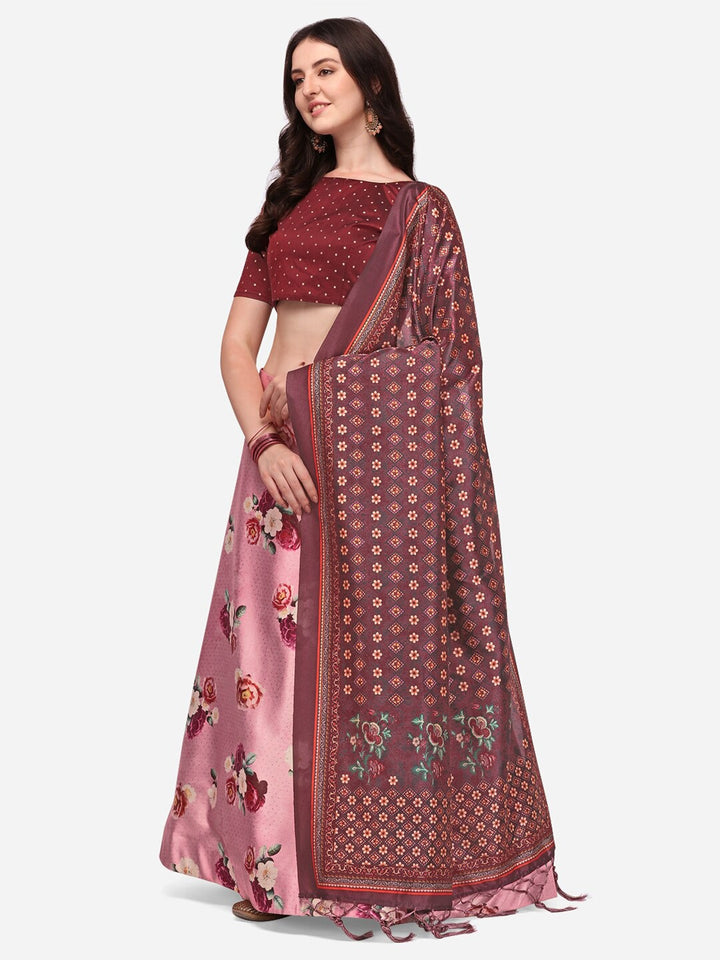 Elegant Pink Designer Lehenga | Luxurious Silk Top & Satin Bottom for Festivities