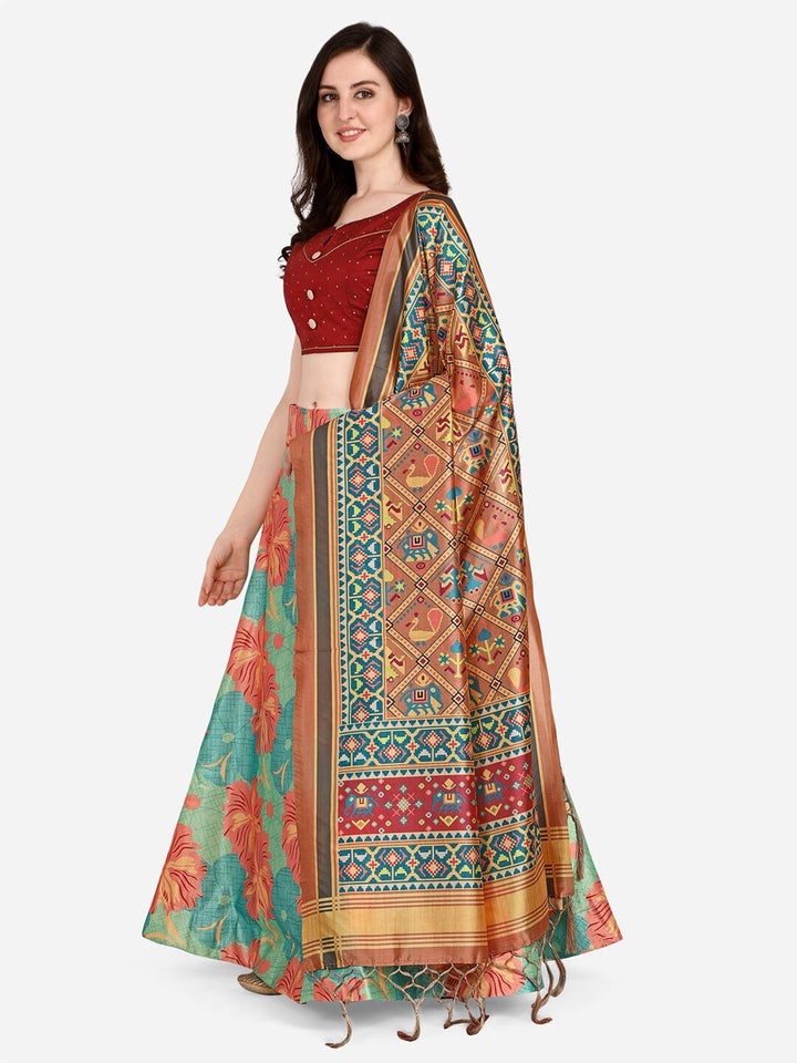 Vibrant Multicolor Lehenga | Silk Top & Satin Bottom with Stunning Digital Prints