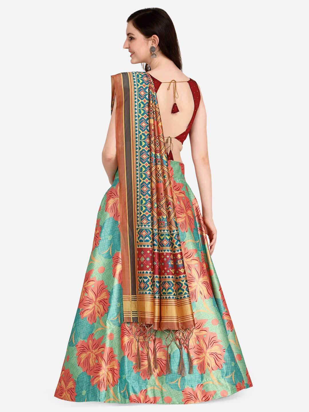 Vibrant Multicolor Lehenga | Silk Top & Satin Bottom with Stunning Digital Prints