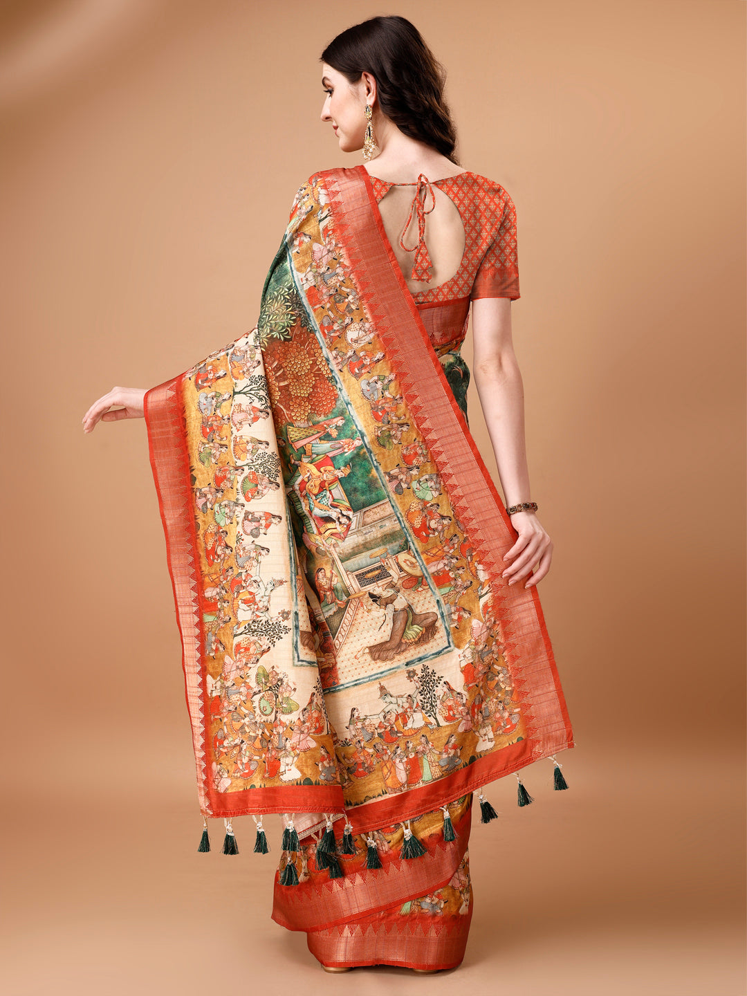 Designer Tussar Silk Saree | Digital Printed with Zalar Work for Special Events