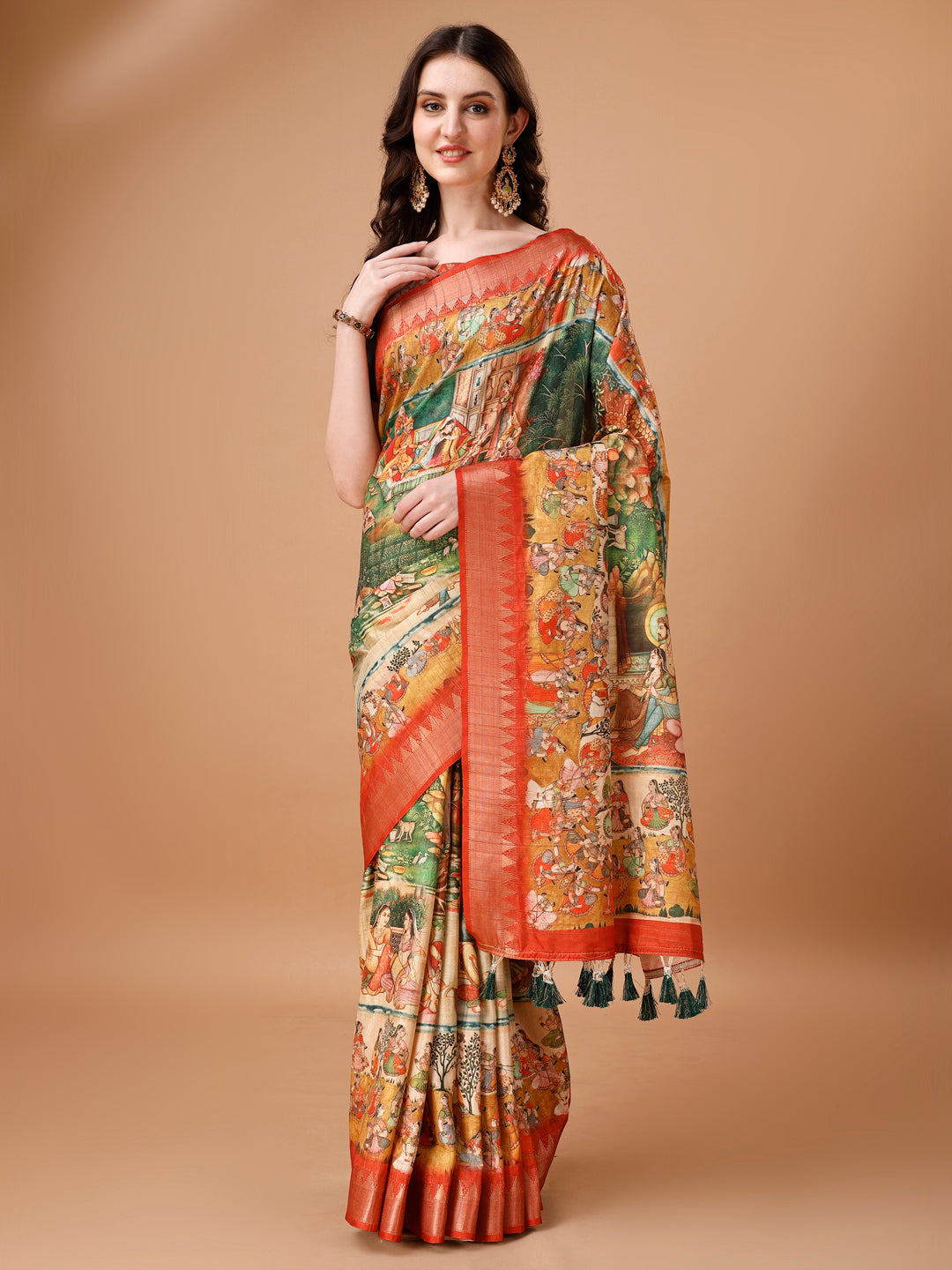 Designer Tussar Silk Saree | Digital Printed with Zalar Work for Special Events