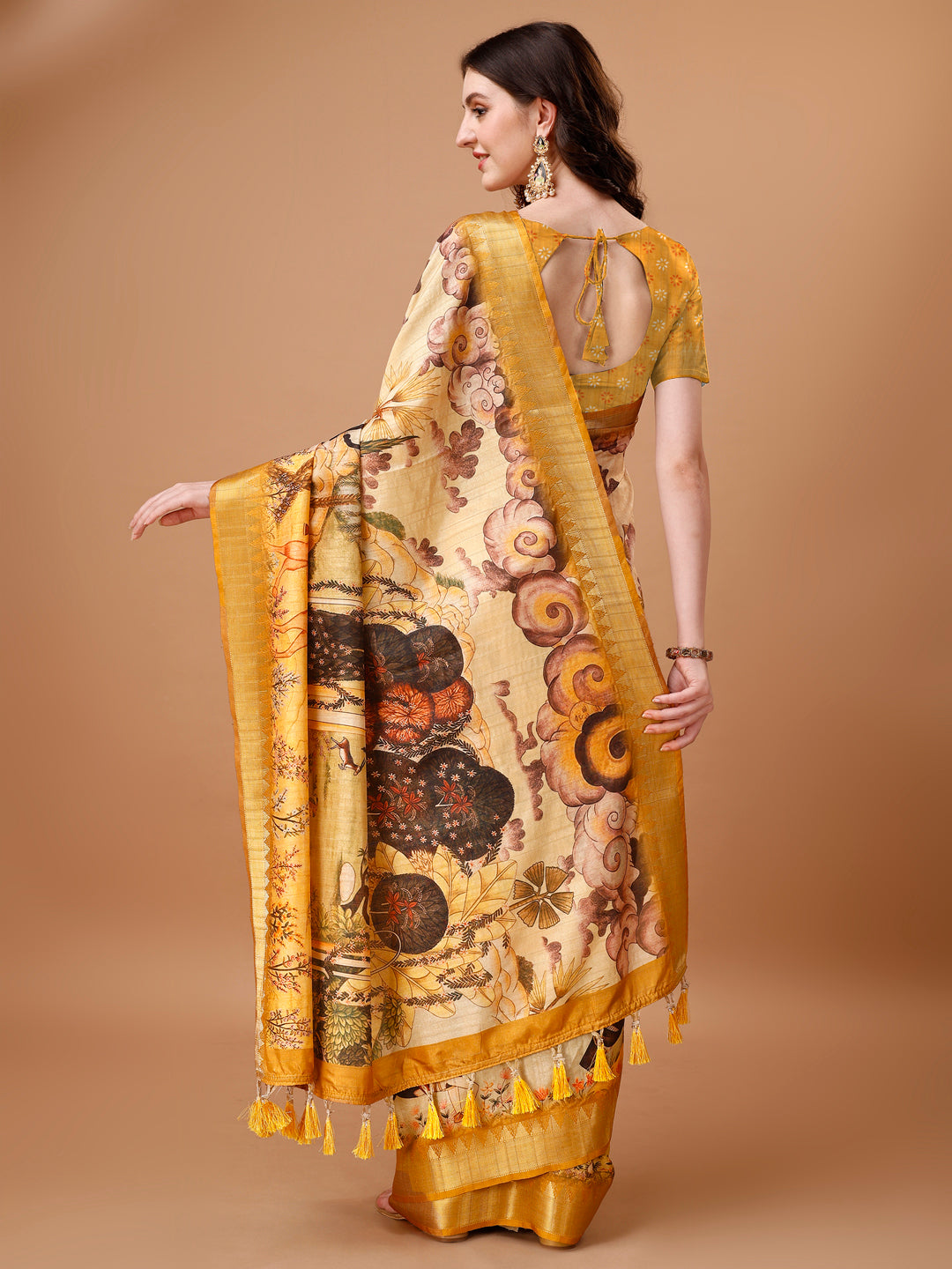 Designer Tussar Silk Saree | Digital Printed with Zalar Work for Special Events