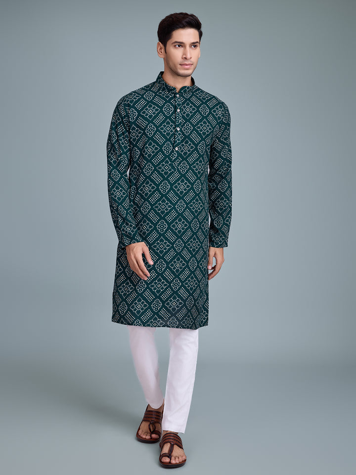 Festive Rayon Kurta | Traditional Bandhej Design with Foil Print