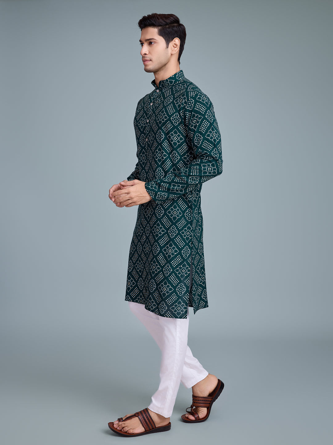 Festive Rayon Kurta | Traditional Bandhej Design with Foil Print