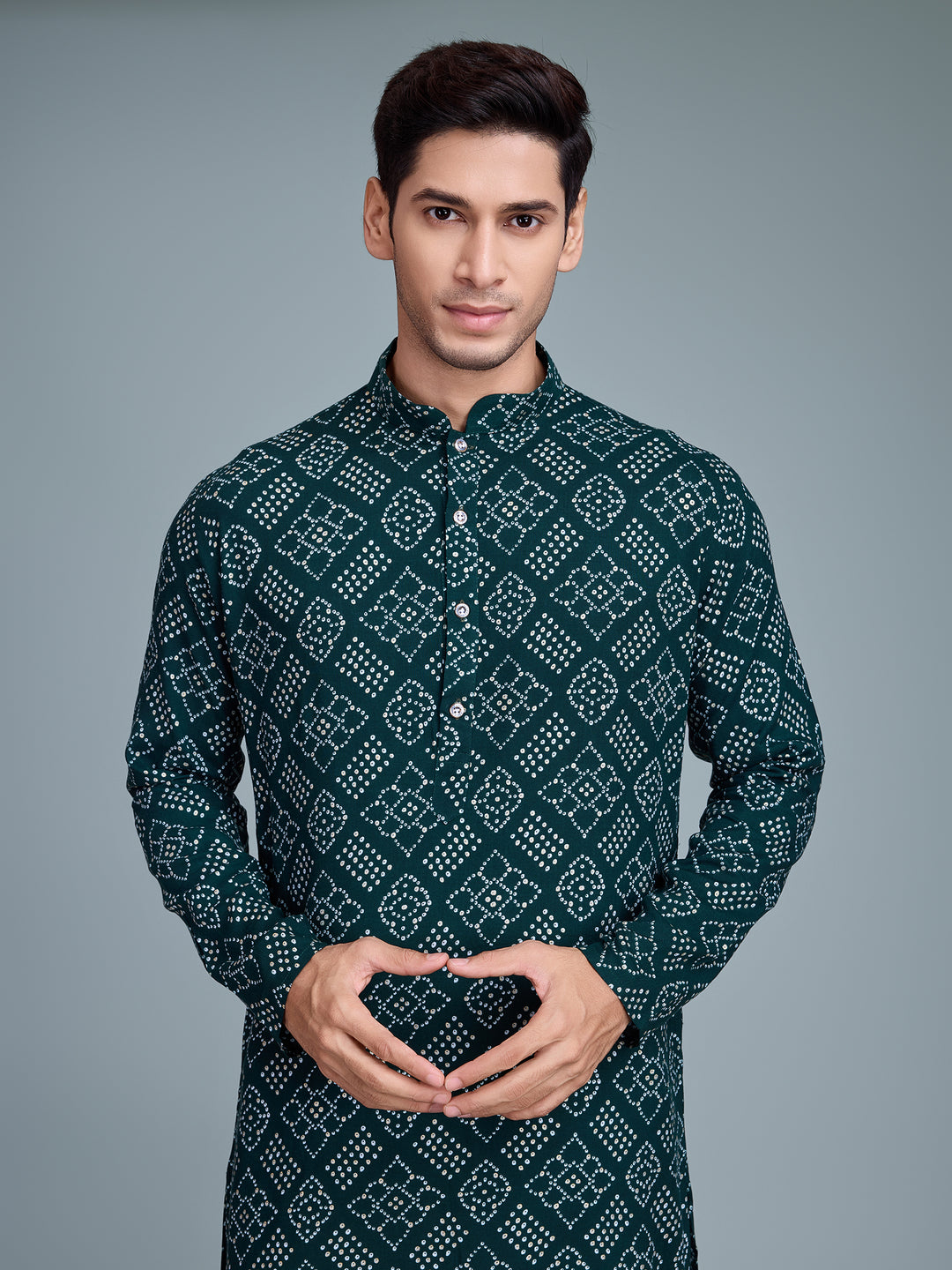 Festive Rayon Kurta | Traditional Bandhej Design with Foil Print