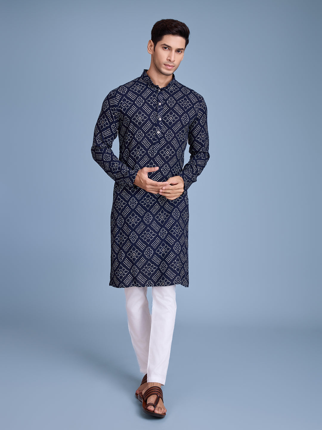 Festive Rayon Kurta | Traditional Bandhej Design with Foil Print