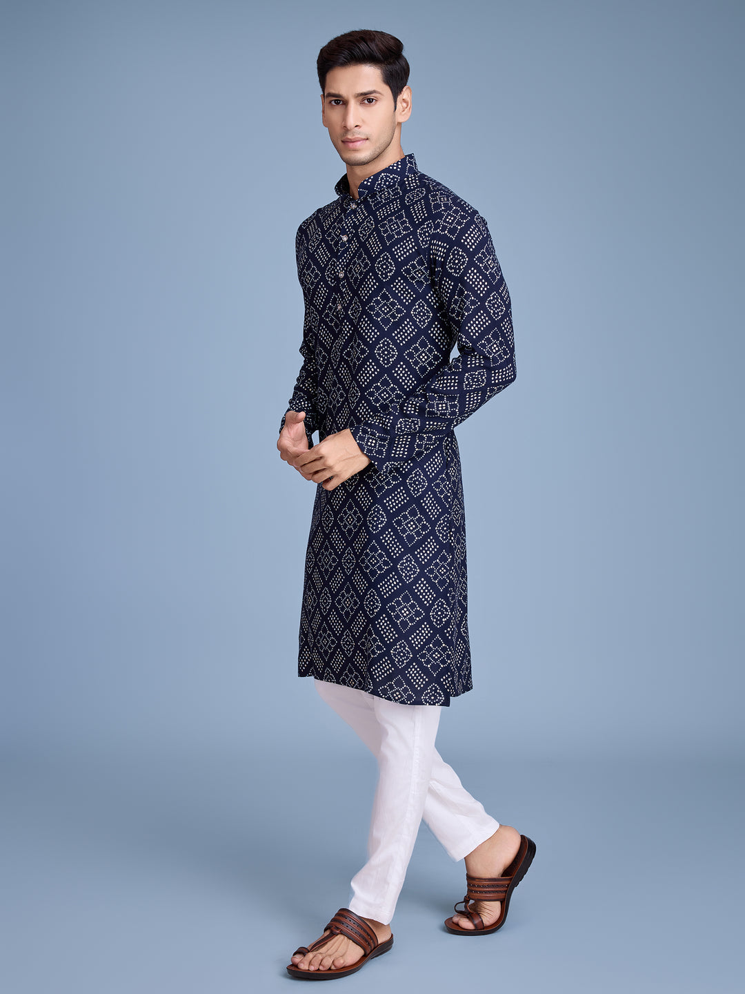 Festive Rayon Kurta | Traditional Bandhej Design with Foil Print