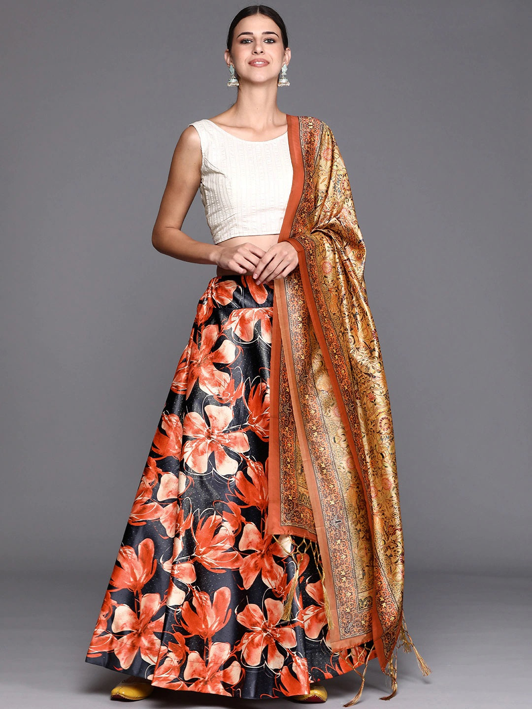 Digital Printed Silk Lehenga | Bridal Wear with Intricate Digital Design