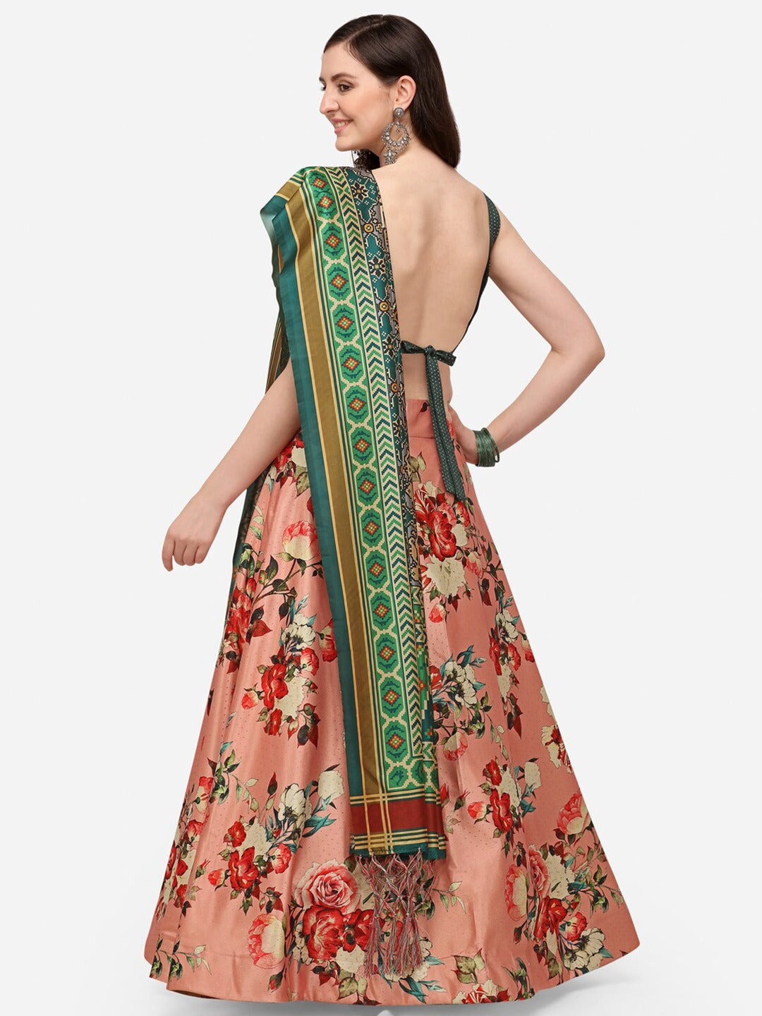 Pink Silk Lehenga | Digital Prints & Satin Bottom for Modern Elegance