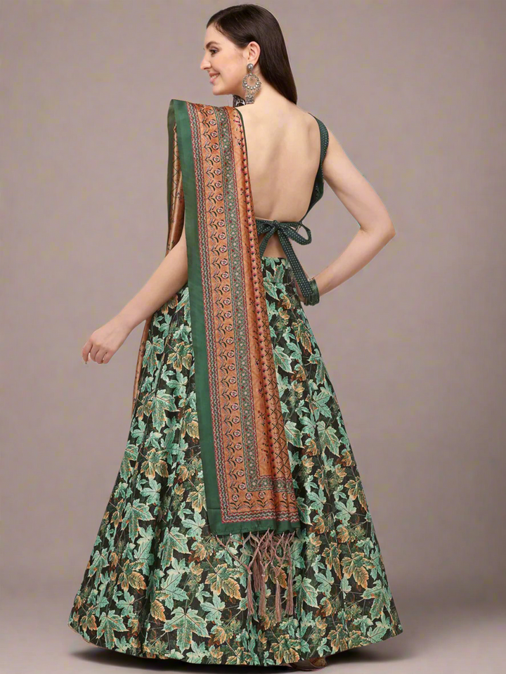 Stunning Green Silk Lehenga | Satin Bottom for Parties & Receptions