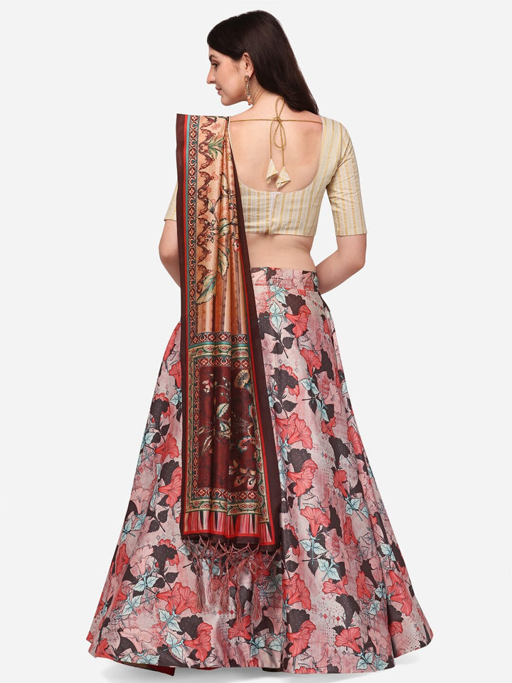 Elegant Multicolor Lehenga | Silk Top & Satin Bottom with Digital Prints